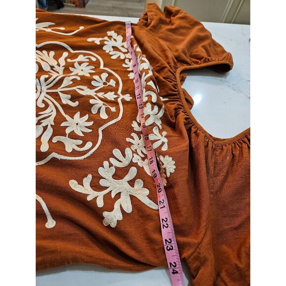 SOLD DO NOT BUY   Medium Embroidered Rust Boho Artsy Festival Folk - Picture 9 of 13